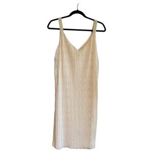 NWT Anthropologie Meadow Rue Prespa Pleated V-Neck Tank Shift Dress Ivory Size 8